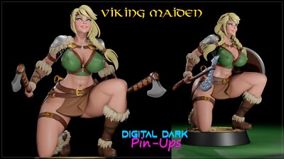 Viking Maiden Skyrim Warrior RPG Figur DnD TTRPG unbemalt Fantasy Maßstab Modell