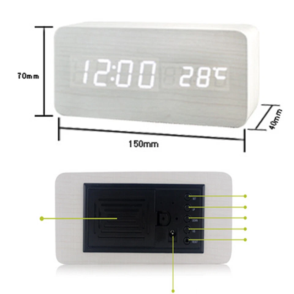 Цифровой светодиодный настольный будильник с большим зеркальным дисплеем USB-повтор режима температуры - Изображение 3 из 4