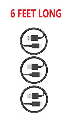 3x 6FT Fast Charging Cord Type C Cable USB-C For Samsung Galaxy A10E A20 A50 BLK