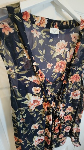 IVY ROSE 2x Plus Sheer Sleeveless Tunic Blouse Floral Tie Front - Picture 6 of 11
