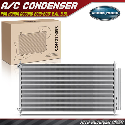 AC A/C Condenser w/ Receiver Drier for Honda Accord 13-17 2.4L 3.5L 80110T2FA01