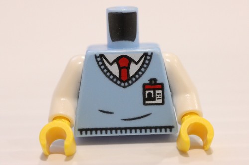 LEGO® Torso Sweater Vest over White Shirt, Red Tie, ID Badge Pattern - Picture 16 of 18