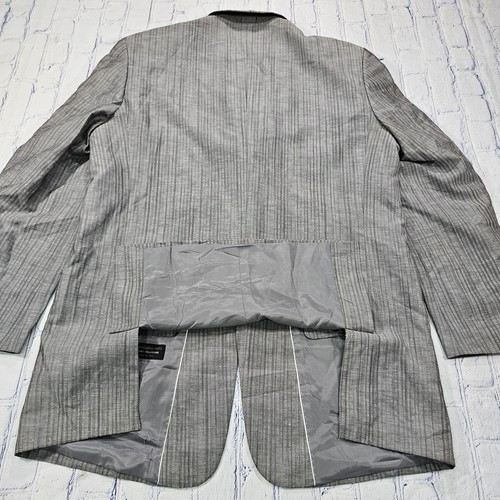 Falcone Superlative 150s Blazer Jacket Sport Coat Gray Long Striped SIZE 44L - Picture 11 of 11