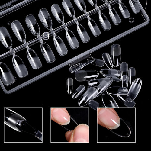 120Pcs Fake Nails Full Coverage Almond Square Coffin Transparent False Nails  Tip | eBay