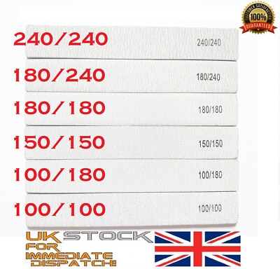 8x Nagelfeilen Form QUADRATISCH Wahlkörnung doppelseitig Schmirgelbrett Pro Datei UK 