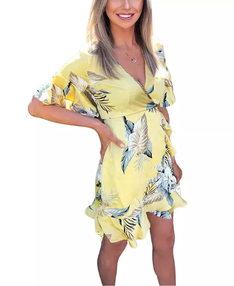 Ax paris shop yellow wrap dress