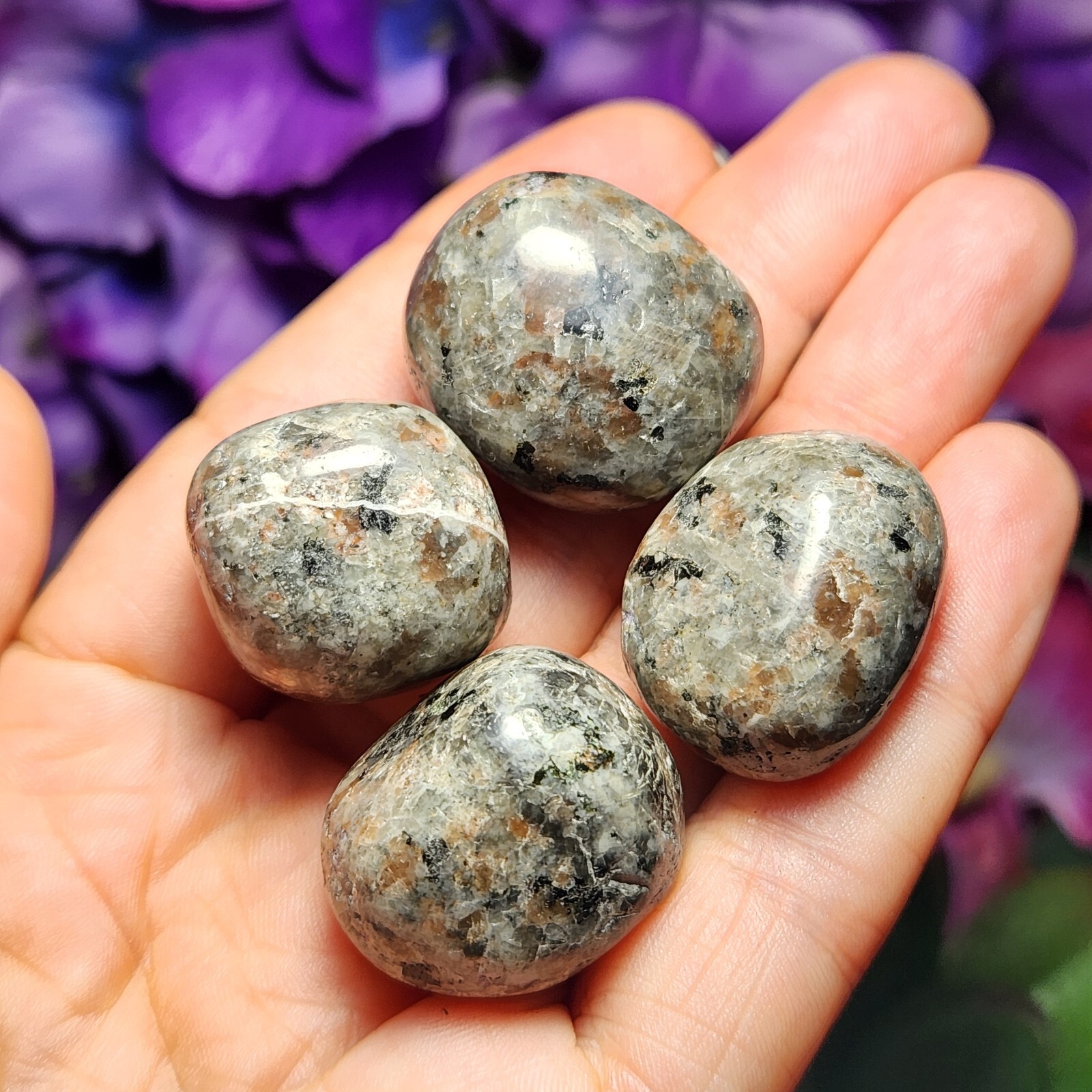 3pcs Natural Yooperlite Tumbled Polished Flame Stone UV Reactive Fire Stone
