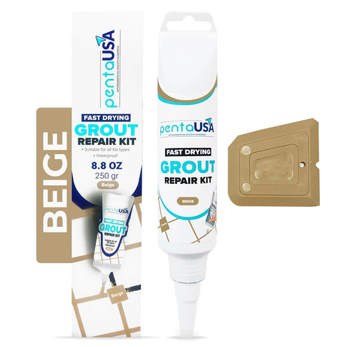 Tile Grout Repair Kit - Beige Grout Filler, Triple Protection, Fast Drying Formu
