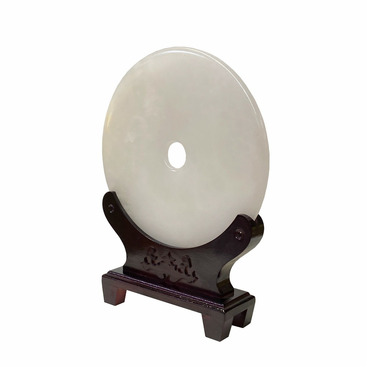 Chinese Natural Stone Round White Fengshui Plaque Display ws1664S Chinese Natural Stone Round White Fengshui Plaque Display ws1664S