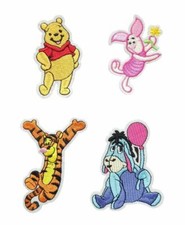Winnie The Pooh Tigger Eeyore  Piglet Embroidered Iron On Patch Set of 4