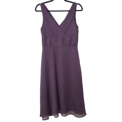 J Crew Sophia Silk Chiffon Dress Size Purple Sleeveless V-Neck