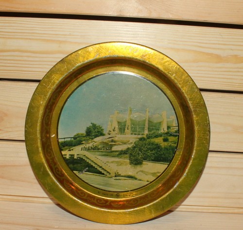Vintage litho tin dish landscape