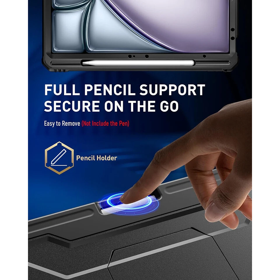 For iPad Air 13 case 2024/2025 iPad Pro 12.9 2022 Poetic Kickstand Cover Black - Image 4 of 4