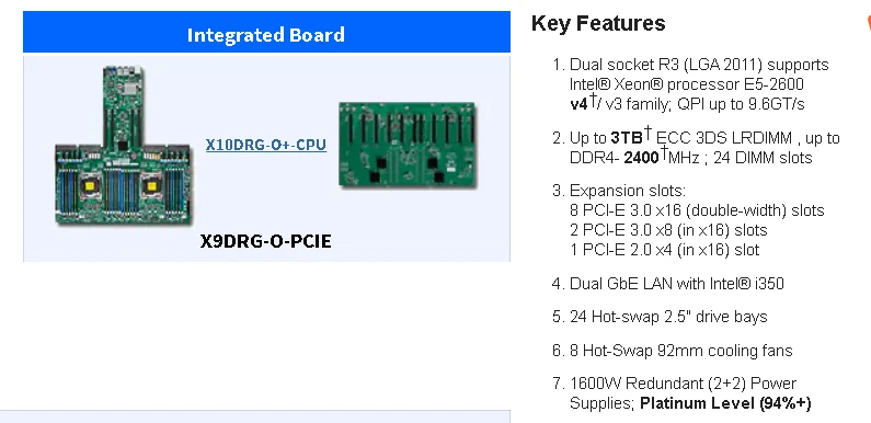 Supermicro 4028GR-TR server 2697 V4*2 +32GB 2400 RAM*8 +480GB SSD +M40 24GB*8 - Image 3 of 4