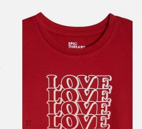 EPIC THREADS Girls LOVE Graphic Short Sleeve Tee Cherry Red NWT - Picture 2 of 8