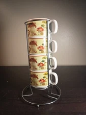 Cypress Home Bouquet Pattern Stackable Coffee Mugs Set Of 4