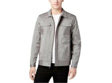 NWT - CALVIN KLEIN Men's 'PINSTRIPED' 40YC503 Concrete TRUCKER JACKET - M