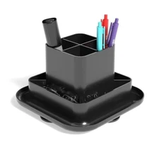 Tru Red 8.2x8.2x5.4" 9 Compartment Rotating Plastic Organizer Black TR58210