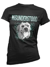 Pit Bull Misunderstood Women's Fitted T-Shirt Pit Bull Mom, Rescue NWT
