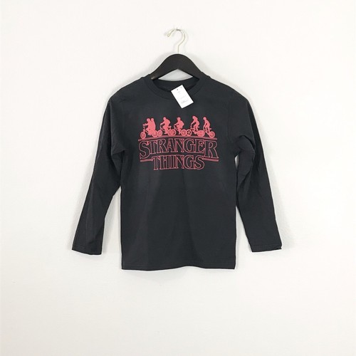 Stranger Things NWT T-Shirt Youth Small Kids Long Sleeve Black - Picture 2 of 5
