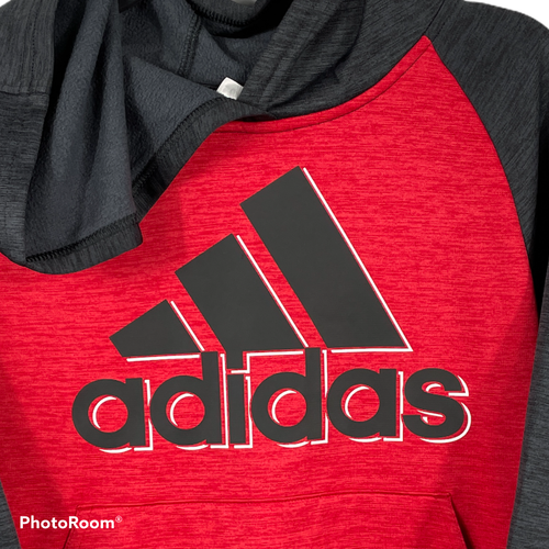 Adidas Youth Hoodies Poly Tech Fleece Red or Gray with Heather Black NEW - Picture 9 of 29