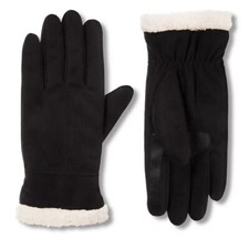 Women's Gloves Black Size S/M Lined Microsuede Water Repellent by Isotoner