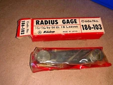 Mitutoyo 186-103, Radius Gage Set, 16 Pairs of Leaves 1/32" - 17/64"