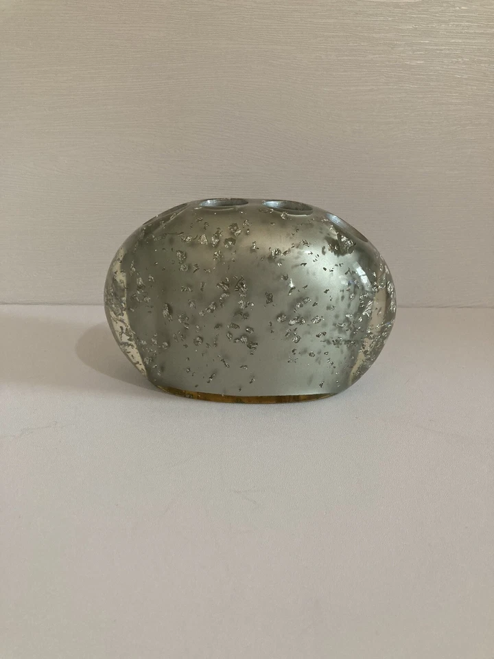 Soporte para cepillo de dientes Nicole Miller Silver Flakes acrílico Lucite gris plata Foto 4 de 4