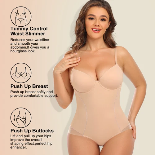 Women's Tummy Control Underwire Bra Bodysuits Body Shaper Leotards Top Jumpsuit - Picture 5 of 23