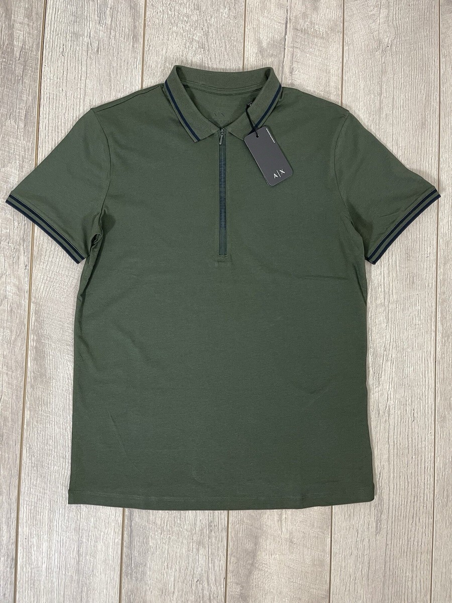 Armani Exchange Green Zip-Up Polo Shirt Size Small MSRP $60 | eBay