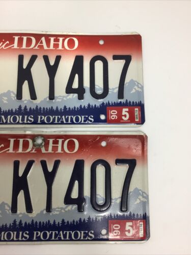 Vintage Matched Pair Famous Potatoes Idaho 2006 License plates 1A KY407 - Picture 2 of 7