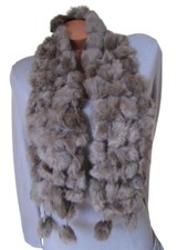 Long Schal Scarf Kaninchen Echt Fell BOMMELN kuschelig weich und warm braun
