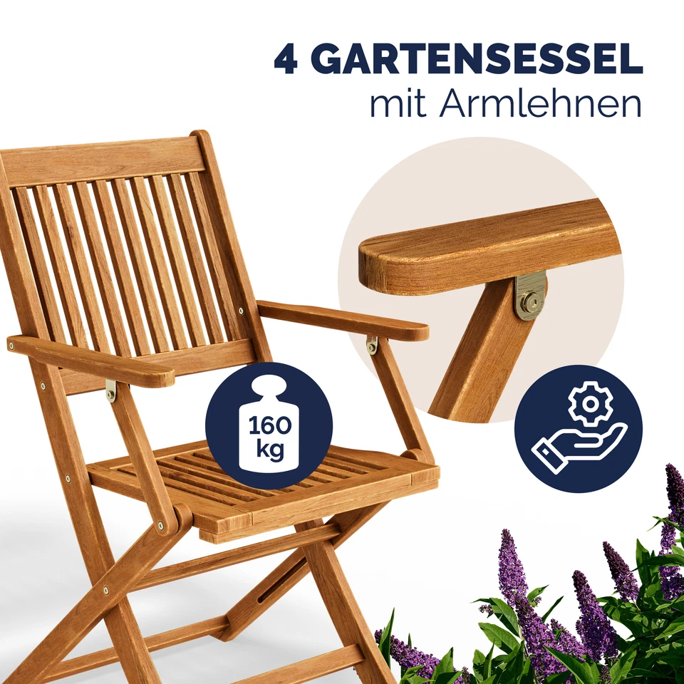 CASARIA® Gartenmöbel Set Wetterfest Klappbar Holz FSC®-zertifiziert Garten - Bild 3 von 4