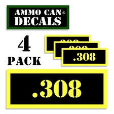 308 Ammo Can Label 4x Ammunition Case stickers decals 4 pack YW MINI 1.5in