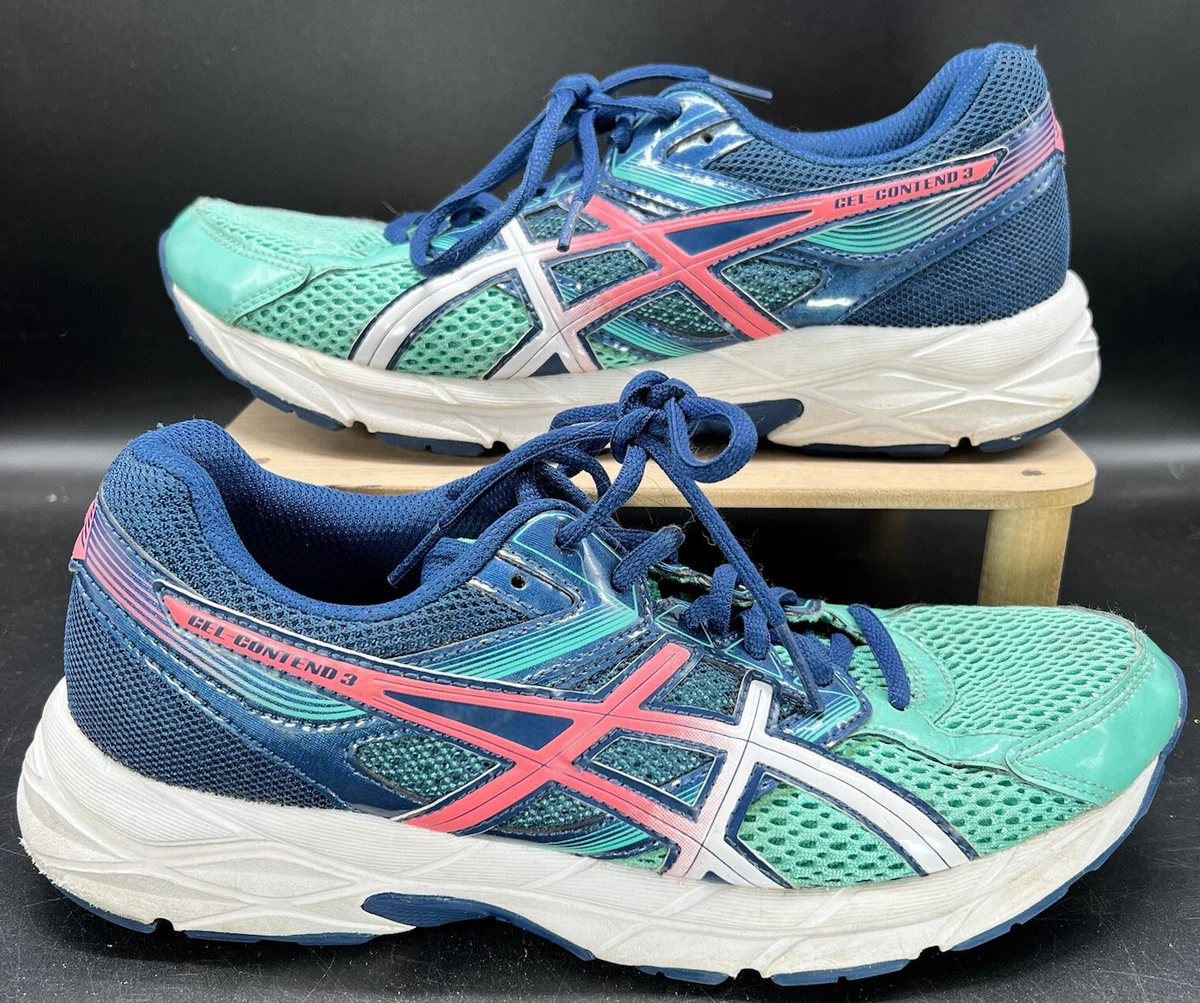 Asics Gel Contend 3 Running Shoes T5F9Q Pink Teal Navy Size 7 No Inner Soles