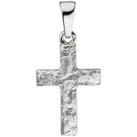 AnhäNger Kreuz GehäMmert Aus 925 Sterlingsilber Rhodiniert Mattiert, Unisex