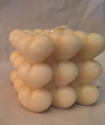 White Scented Bubble Cube Heart Soy Candle, Love Candle, Gift For Her