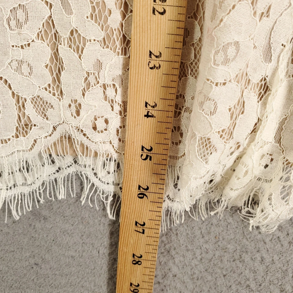 New Lace Blouse Womens XL Cream Flared Lined Scalloped Raw Hem Boho NWT - Image 3 of 4