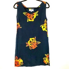 Vintage Tropical Styles Womens Floral Sleeveless Hawaiian Sundress Hibiscus S