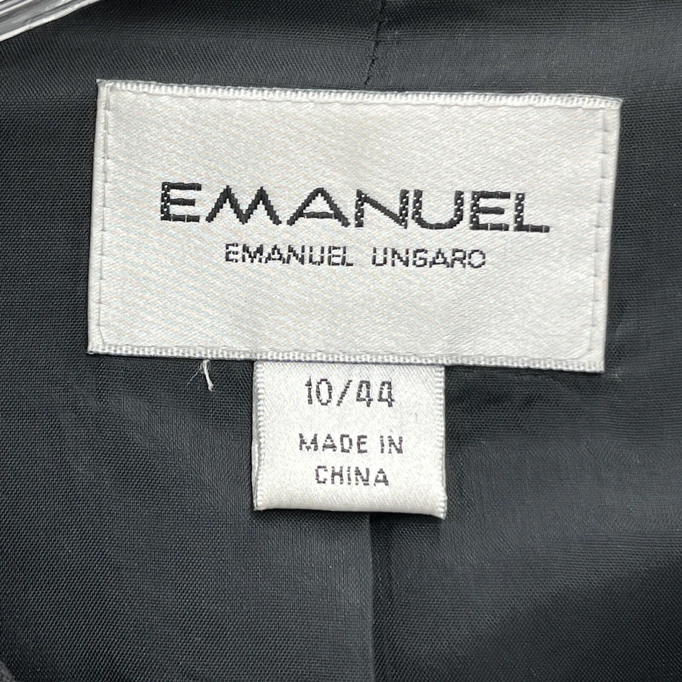 Emanuel Ungaro Blazer Women 10 Black Lightweight Wool Double Breast Mid Jacket - Image 3 of 4