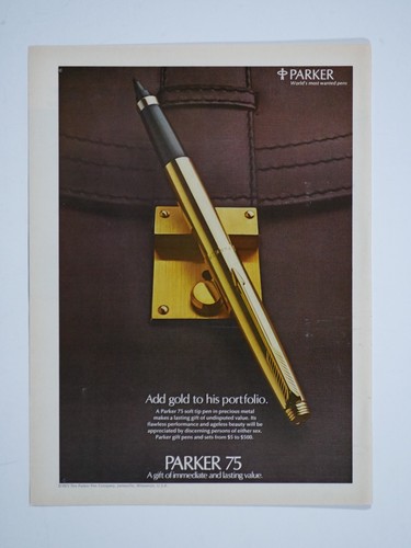 Parker Pen Christmas Vintage 1975 Add Gold To His Portfolio Original Ad 8.5x11" - Picture 4 of 4