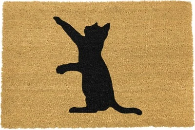 Felpudo gato negro fibra natural interior exterior gatos gatitos regalo antid... - Imagen 1 de 2