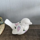 FENTON HAND PAINTED LILACS ON MILK GLASS SONG BIRD FIGURINE ~B CUMBERLEDGE~