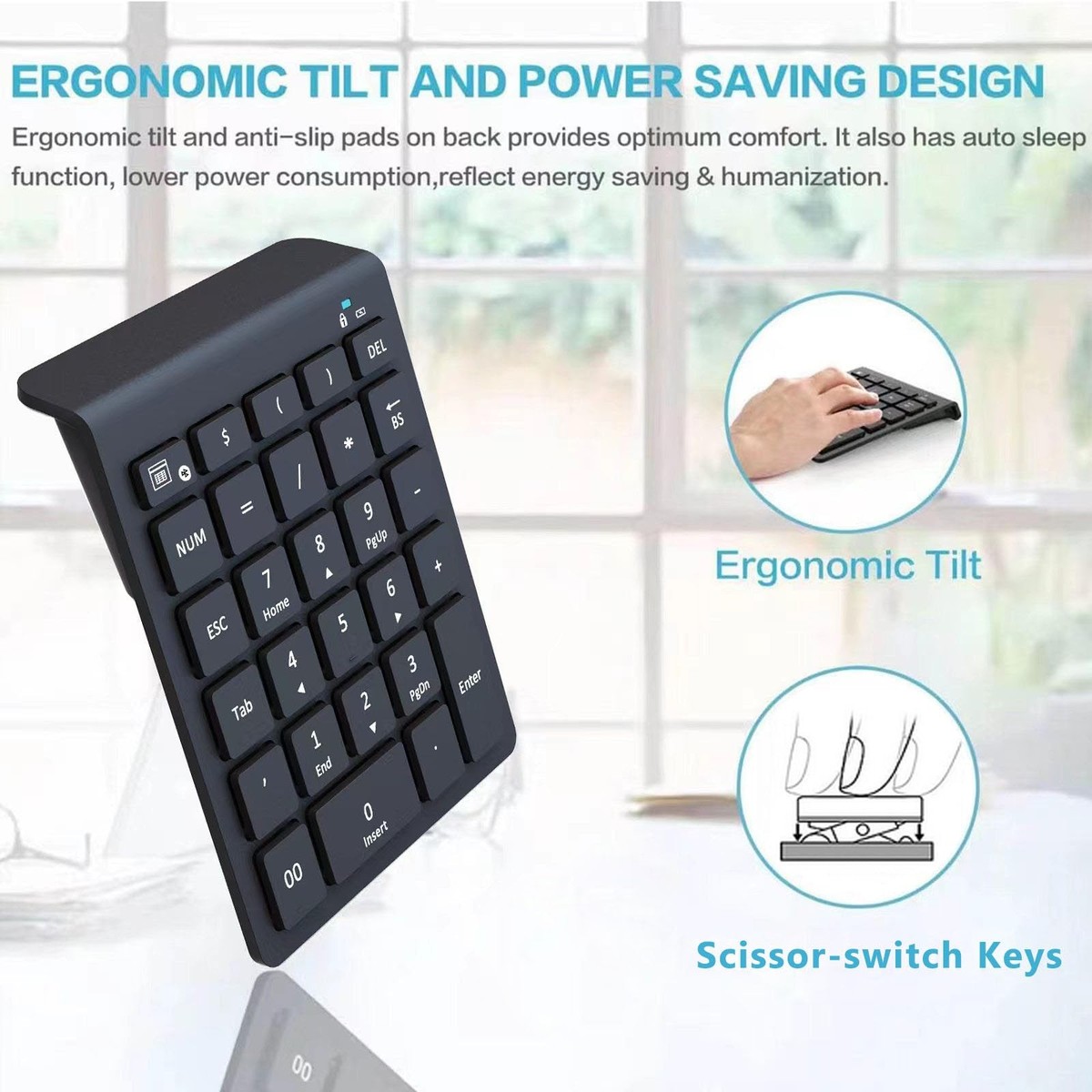 RON925ページ Bluetooth Number Pad for Laptop, Wireless Numeric keypad, 28