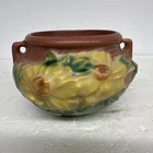 Roseville Art Pottery Peony Jardiniere 2 Handled Bowl Vase 661-3" USA Pink/Green