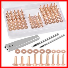 84Pcs Copper Rivets and Burrs 9 and 12 Burrs Setter Leather NEW US