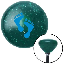 Blue Bare Feet Green Retro Metal Flake Shift Knob w/ M16x1.5 Insert Shifter