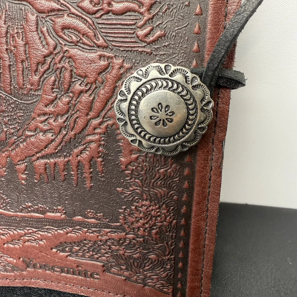 Oberon Design YOSEMITE HALF DOME Leather Journal Cover in RED/WINE 7x5" SMALL - Image 3 of 4