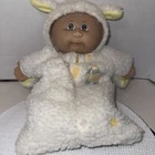Cabbage Patch Beanie Bottom Baby Doll Sheep Lamb  Yellow Hooded Sleeper Sherpa