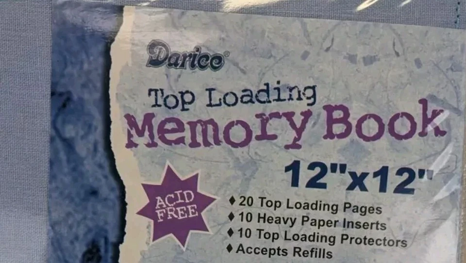 Libro de memoria/libro de chatarra 12x12" cubierta azul 20 páginas de carga superior, Darice recargable Foto 2 de 4